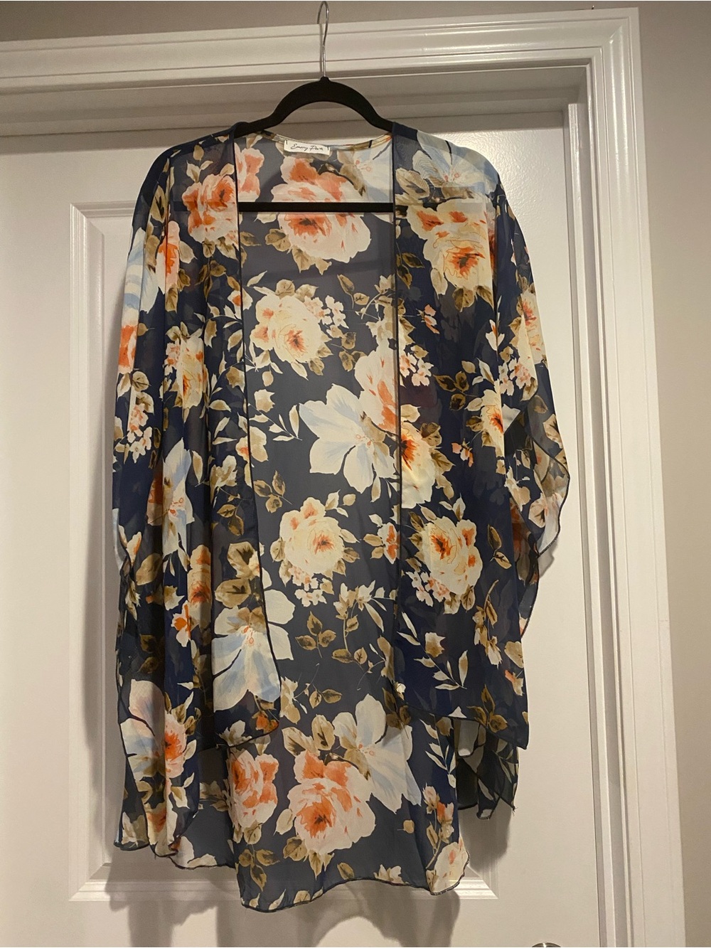 Emory Park Navy and Orange Floral Lightweight kimono